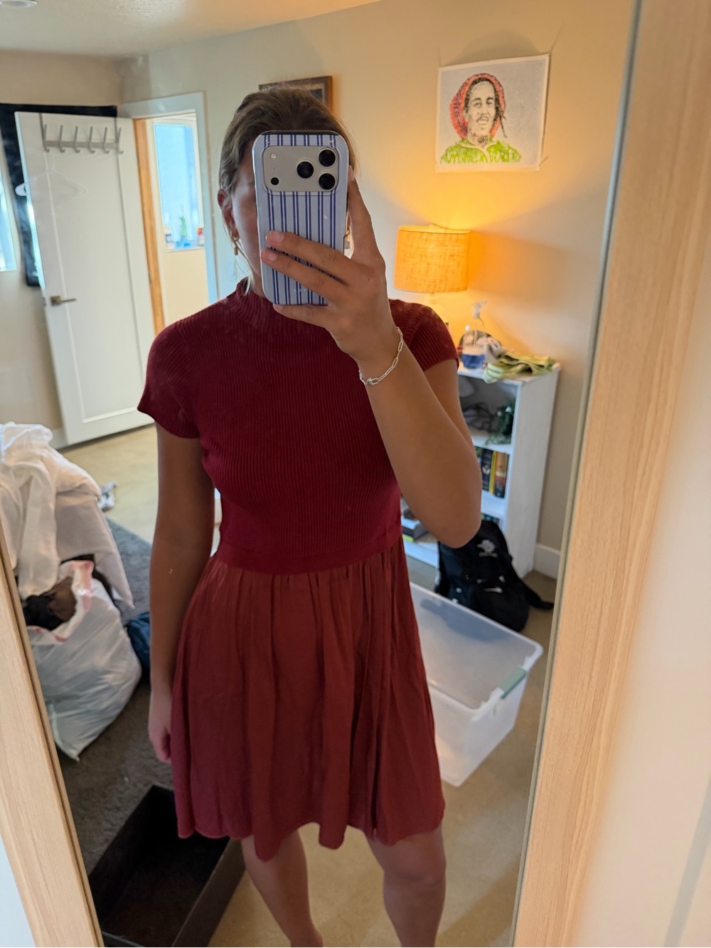 Anthropologie red sweater and satin dress - wmn L